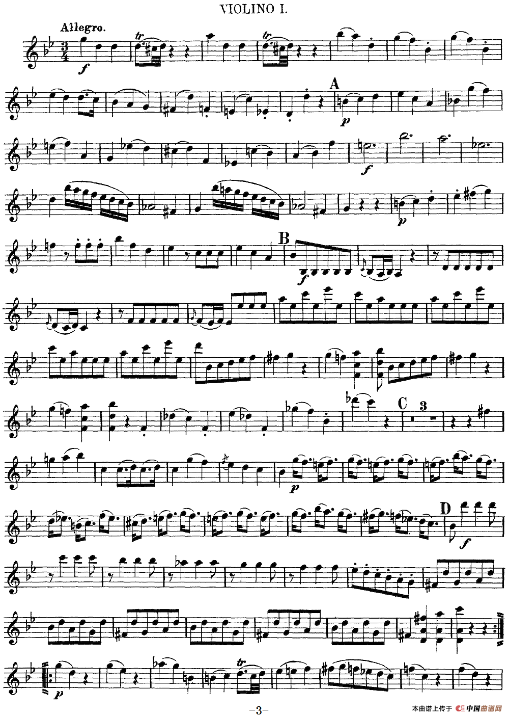 Mozart《Quartet No.6 in Bb Major,K.159》（Violin 1分谱）