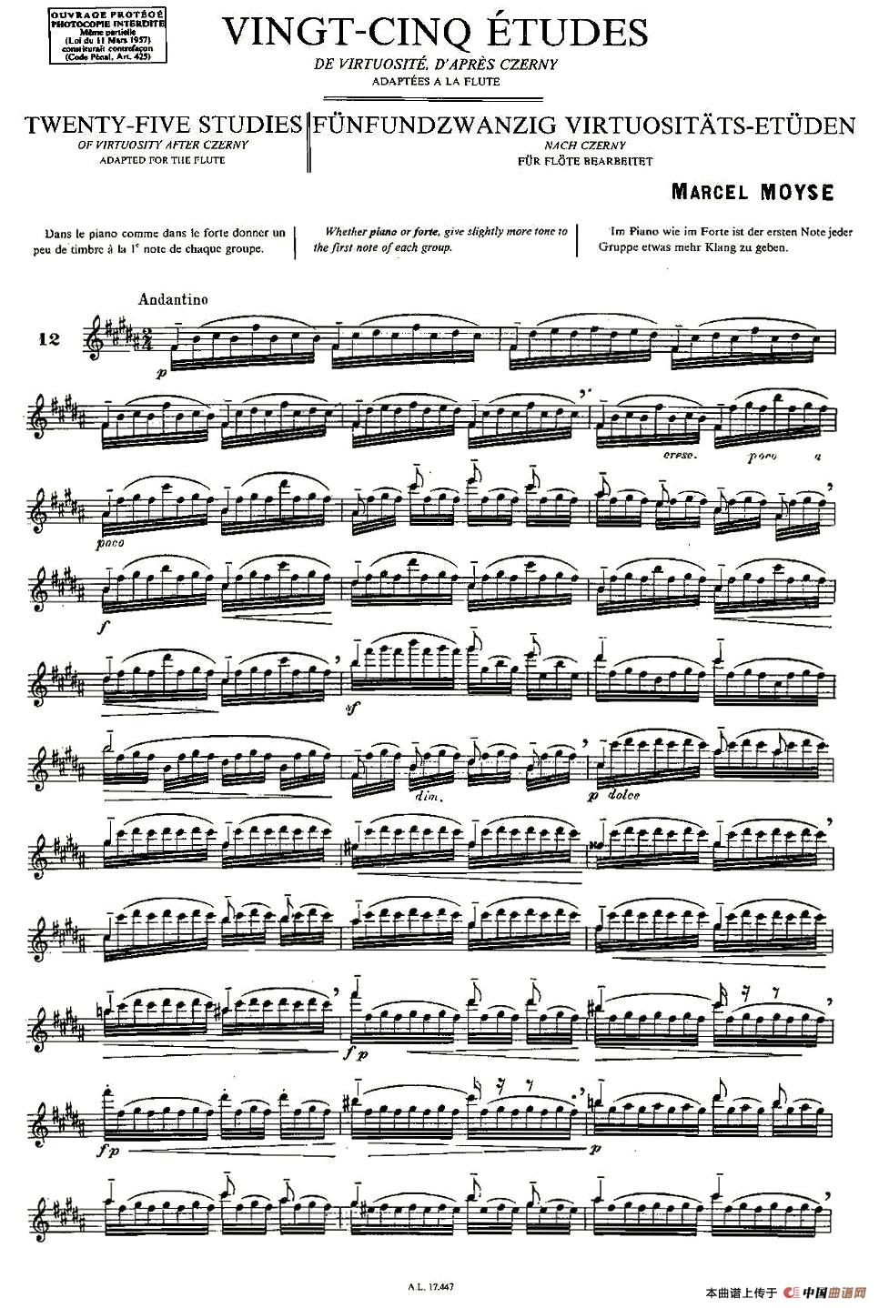 Moyse - 25 Studies after Czerny flute  [12]（25首改编自车