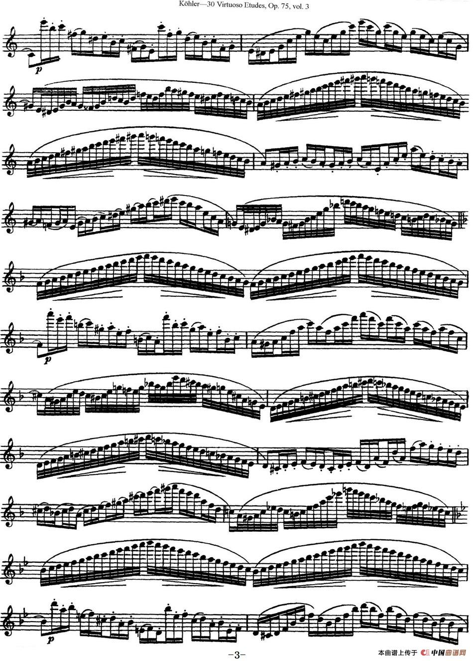 柯勒30首高级长笛练习曲作品75号（NO.22）