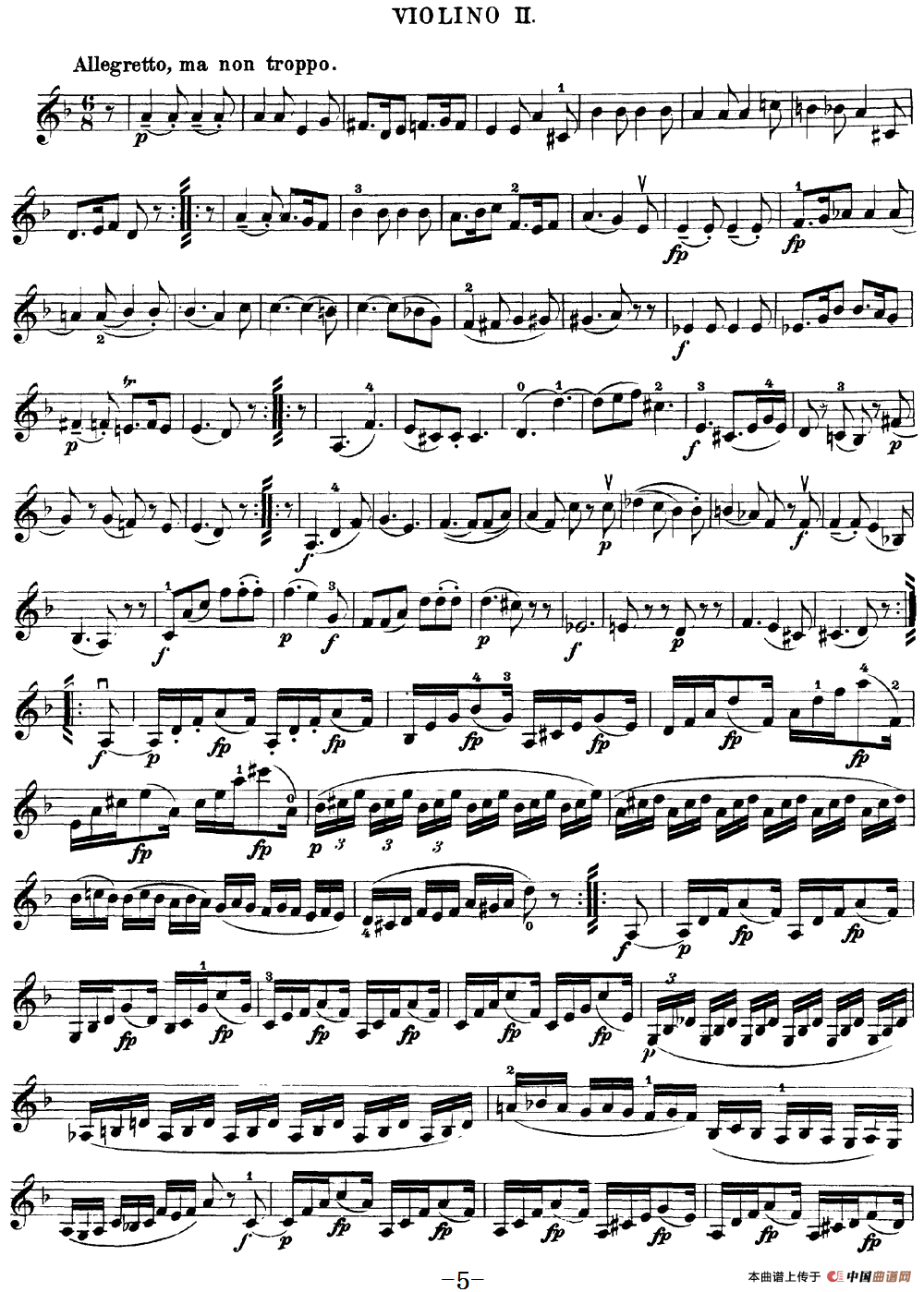 Mozart《Quartet No.15 in D Minor,K.421》（Violin 2分谱）