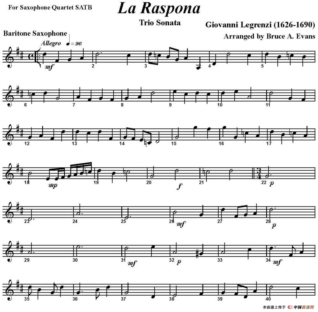 La Raspona（四重奏·上低音萨克斯分谱）