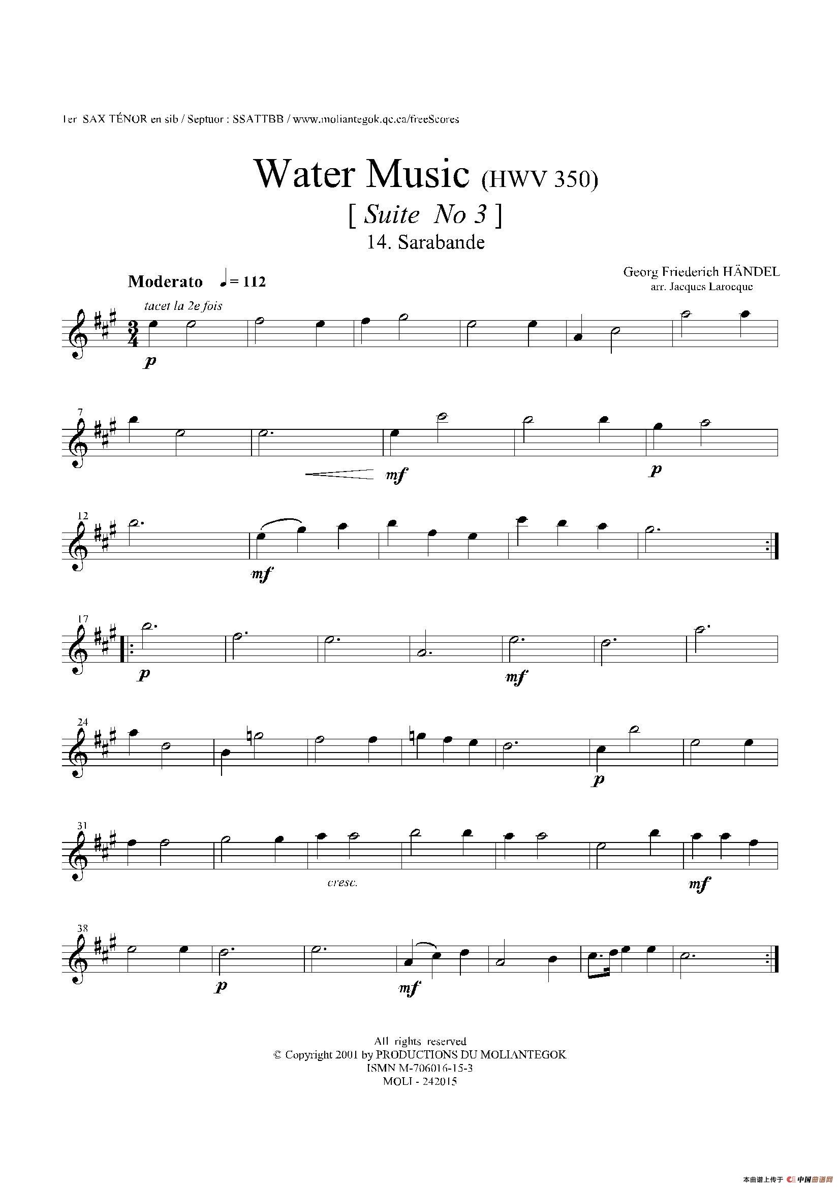 Water Music（HWV.350 No.3）（第一次中音萨克斯）
