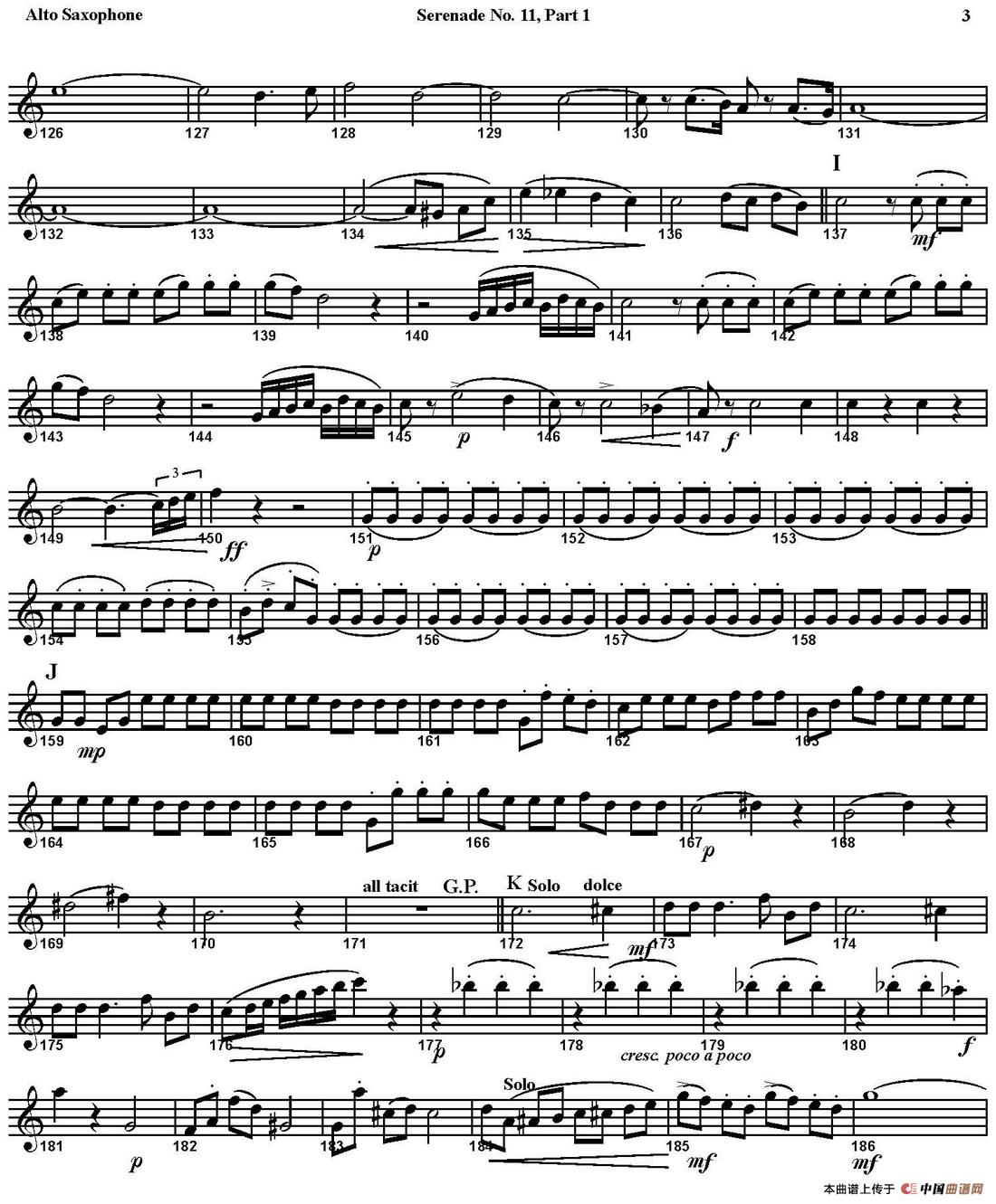SERENADE No.11 in Eb，K.375 Part 1（四重奏·中音萨克斯