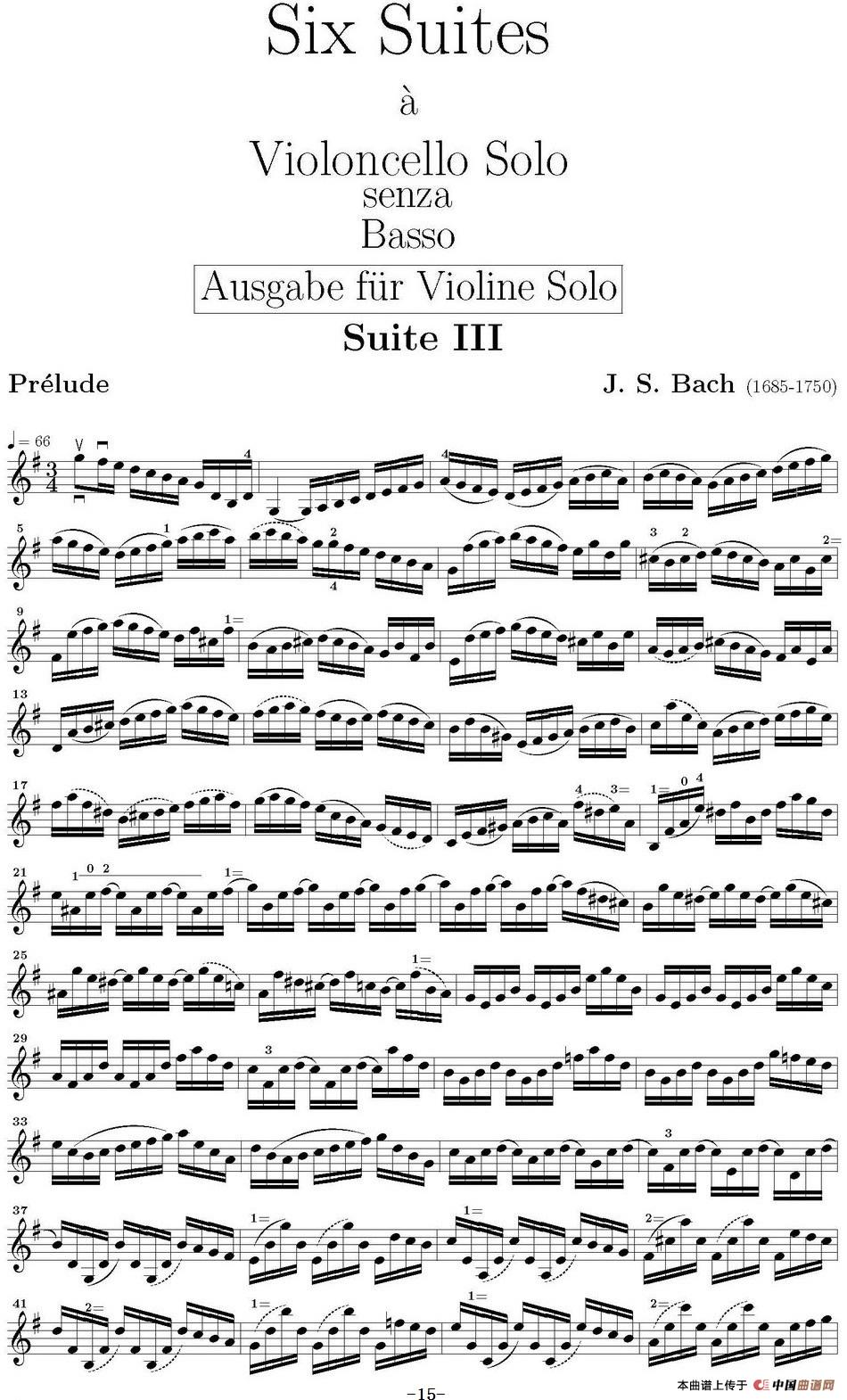 Six Suite Violincello Solo senza Basso（Suite III）（6首无