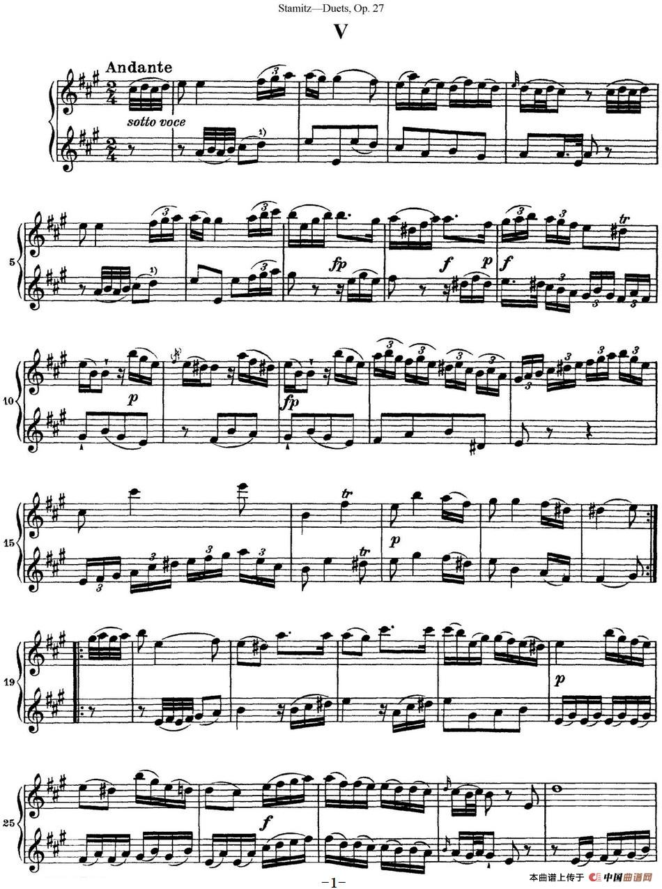 斯塔米茨二重奏长笛练习曲Op.27（No.5）