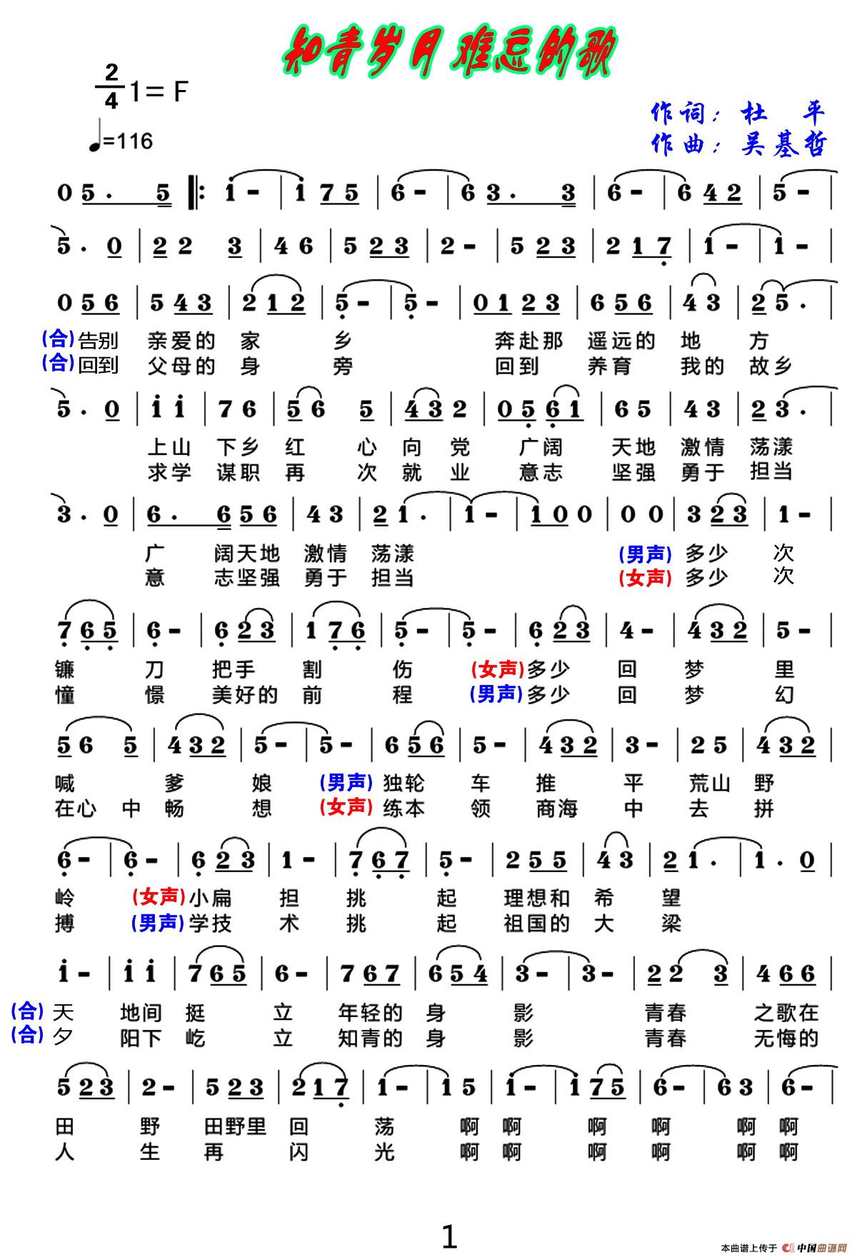 知青岁月难忘的歌