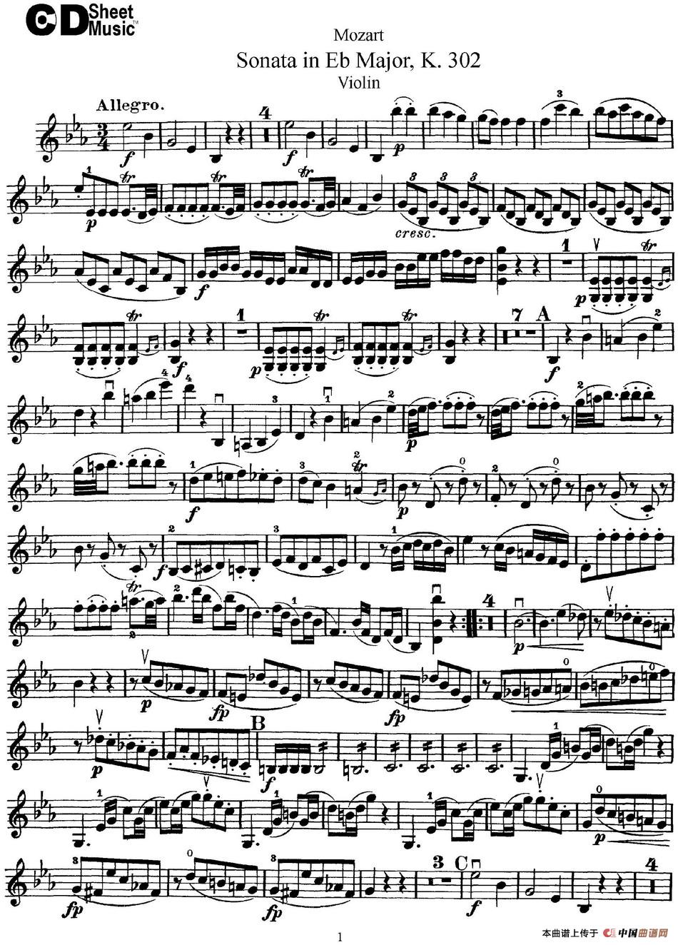 Violin Sonata in Eb Major K.302