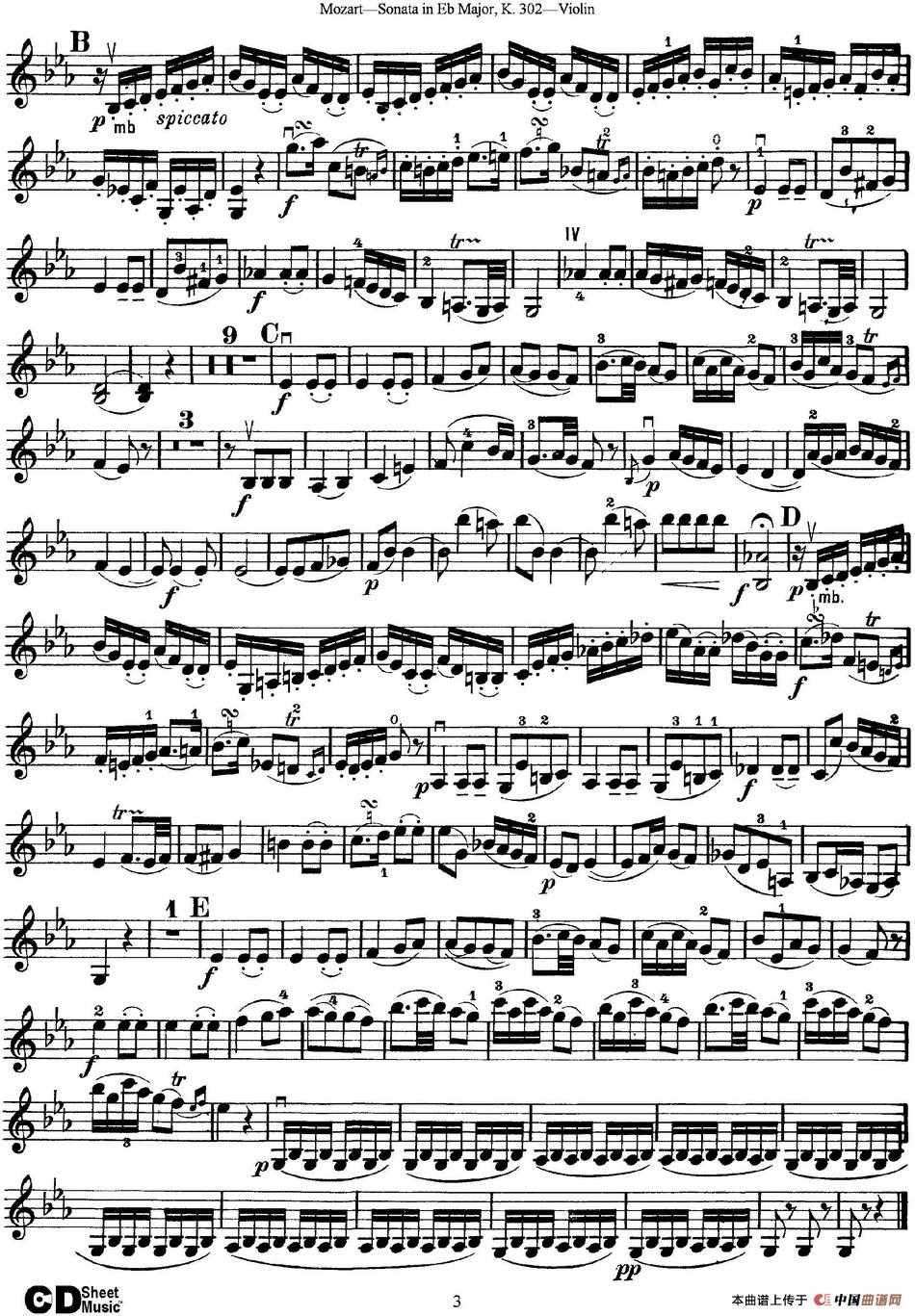 Violin Sonata in Eb Major K.302