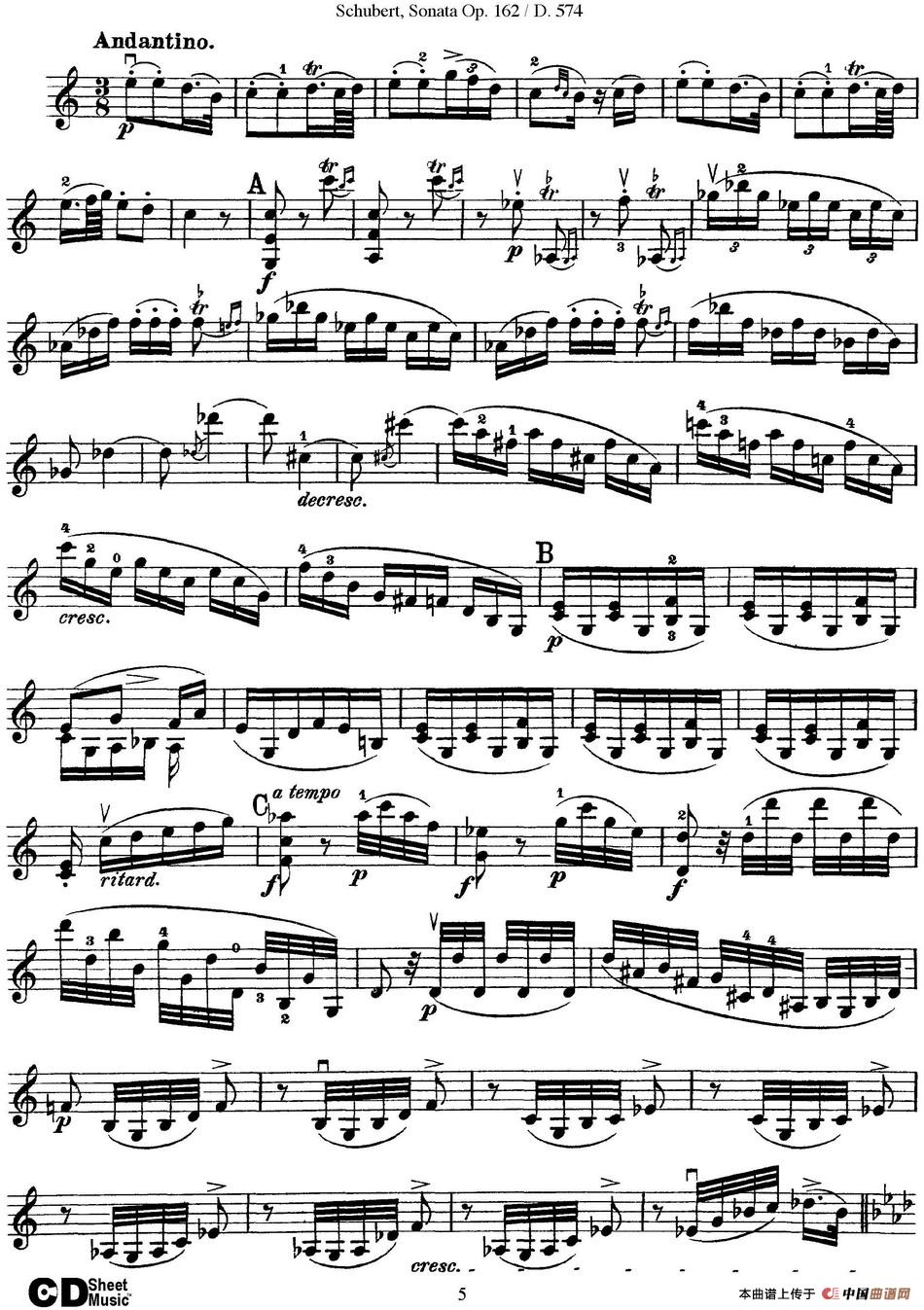 Violin Sonata in A major Op.162 D.574