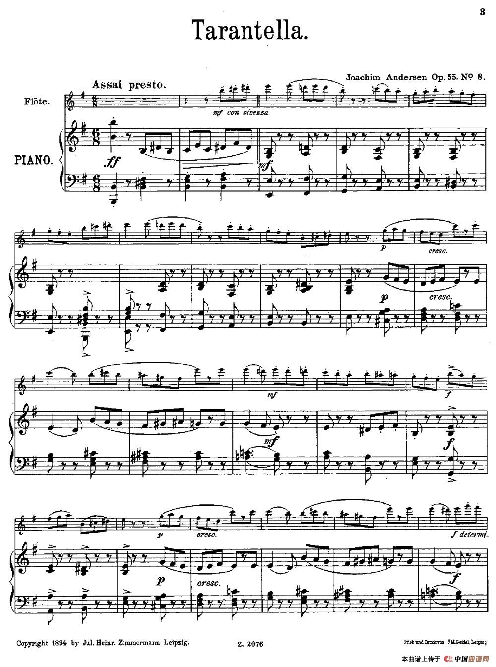 Tarantelle（Op.55 No.8）（长笛+钢琴伴奏）