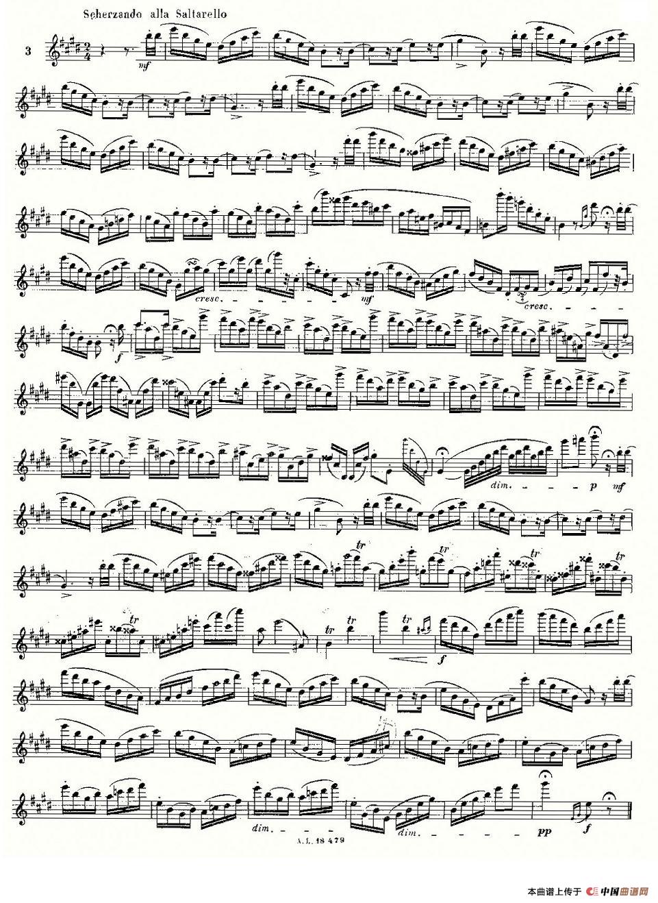 基于维尼亚夫斯基练习曲的10首长笛练习曲之3（