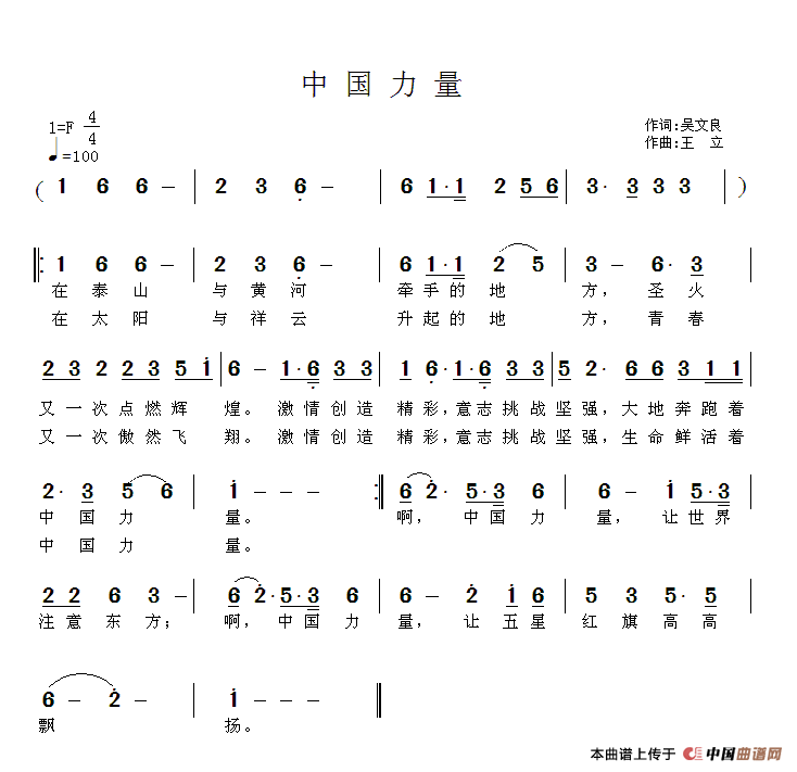 中国力量（吴文良词 王立曲）