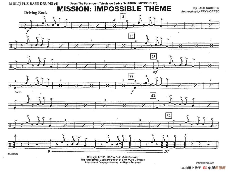 MISSION-IMPOSSIBLE THEME（分谱：低音鼓）