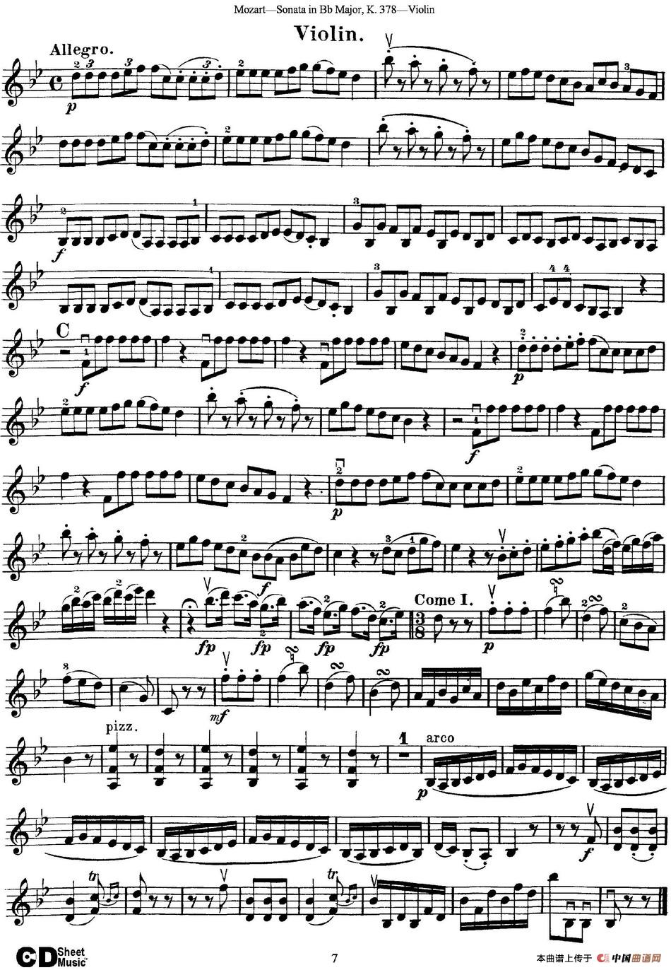 Violin Sonata in Bb Major K.378