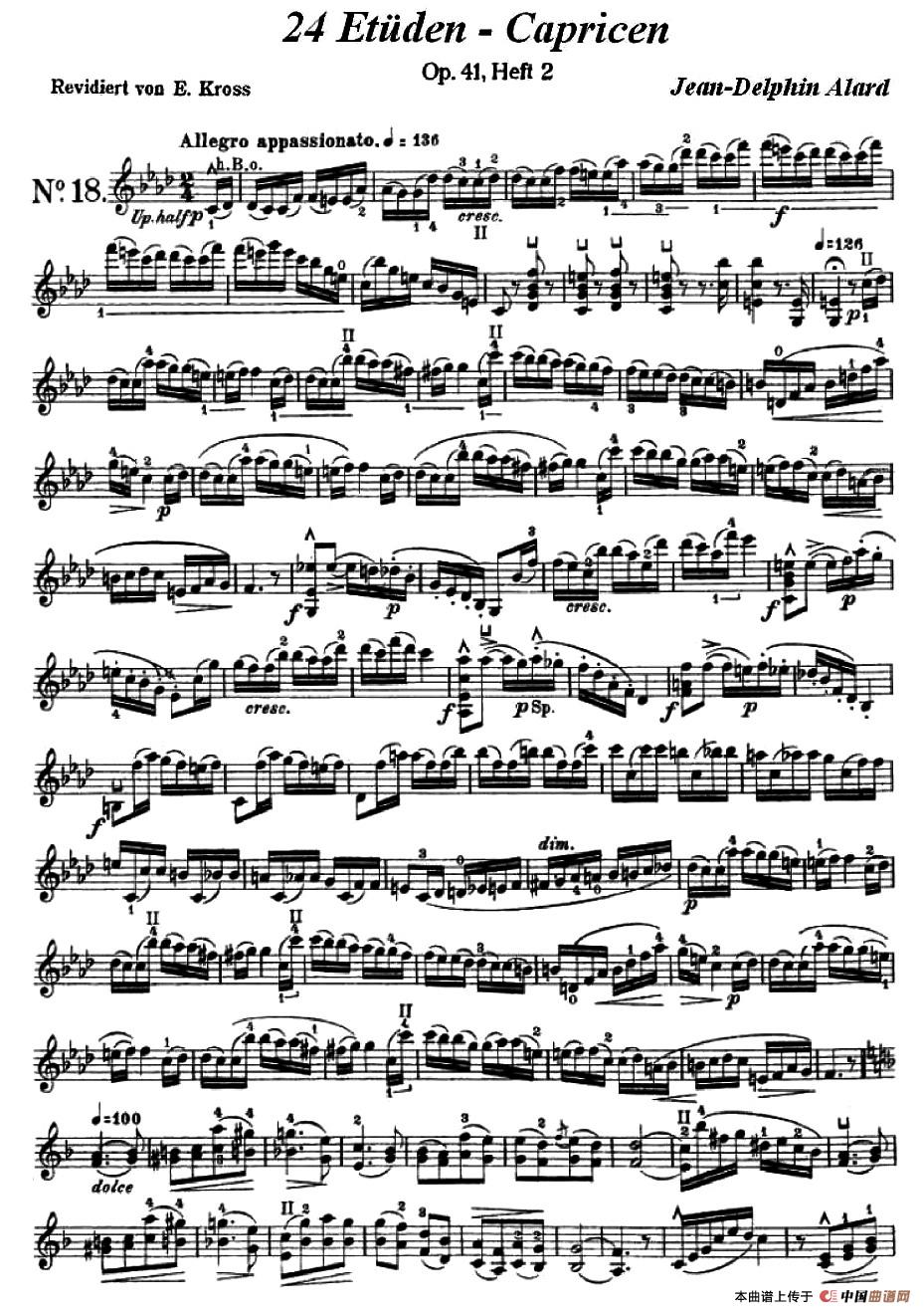让·德尔菲·阿拉尔-12首小提琴隨想练习曲之18