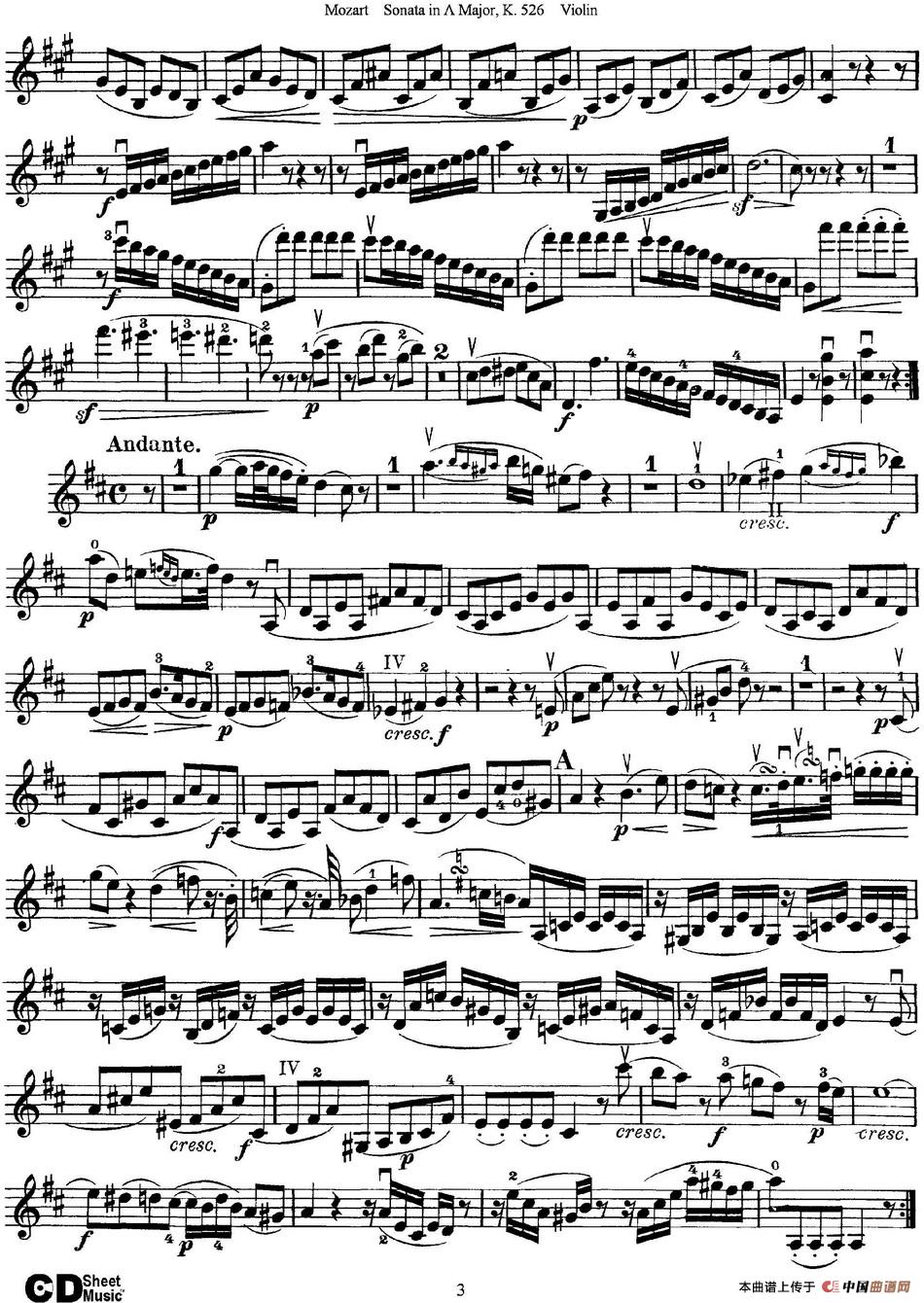 Violin Sonata in A Major K.526