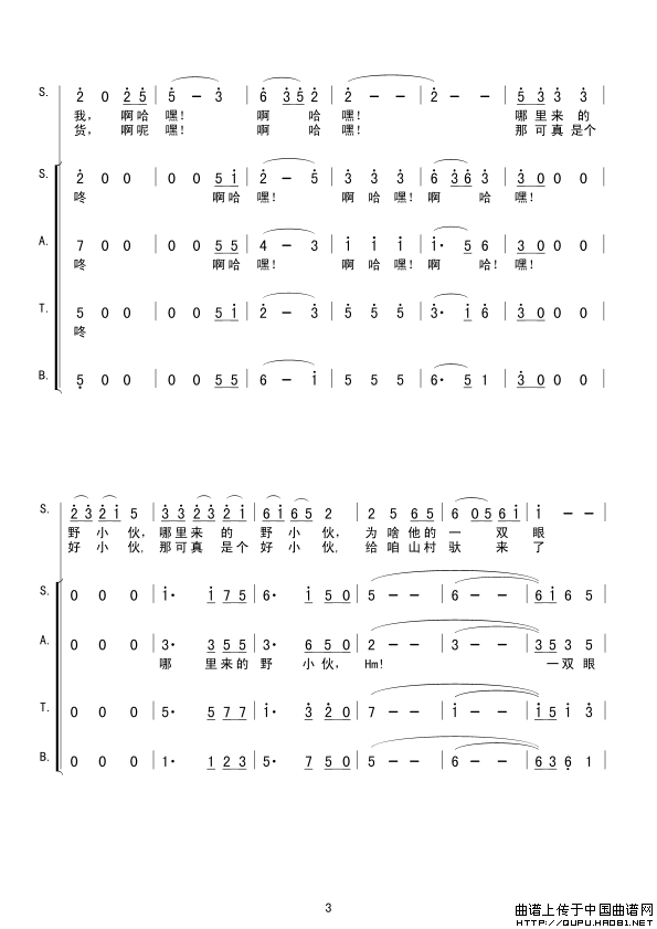 拉骆驼的黑小伙（敏岐词 张颂曲）