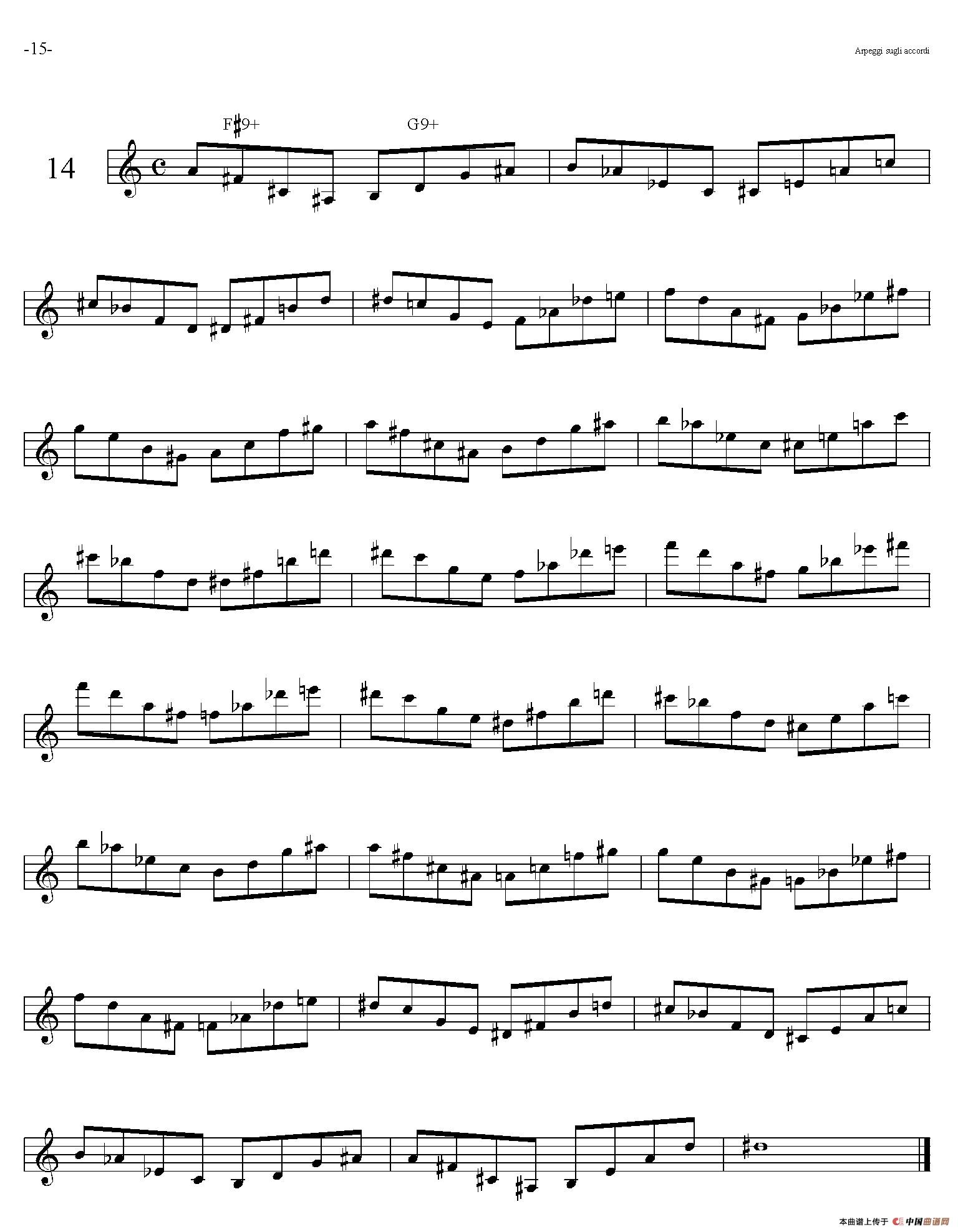 Sax Arpeggi sassofono F（音阶练习（上）11——15）