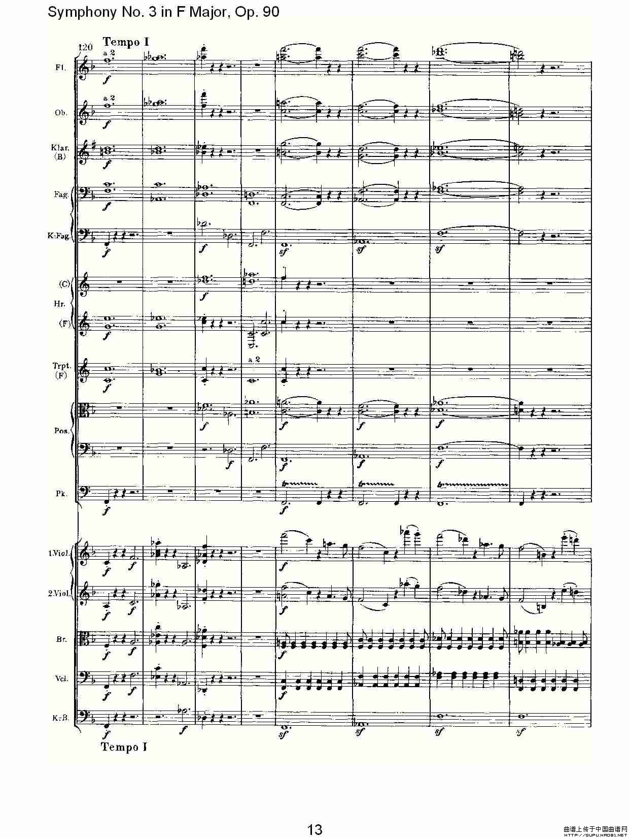 F大调第三交响曲, Op.90第一乐章