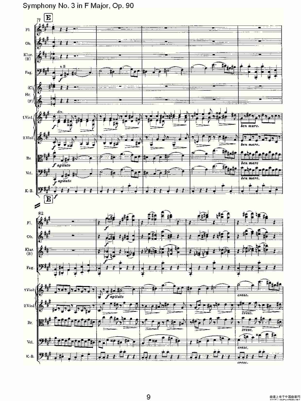 F大调第三交响曲, Op.90第一乐章