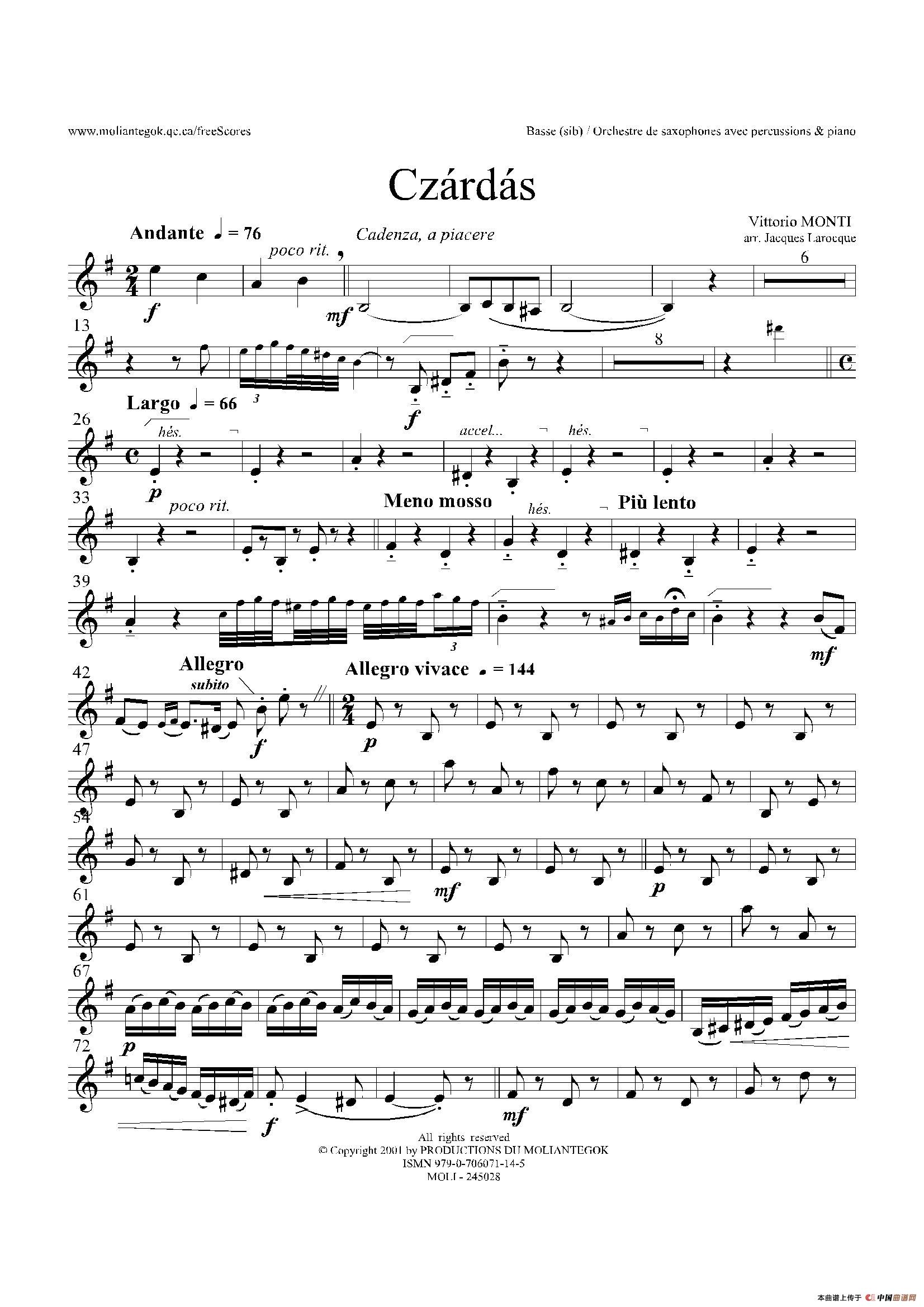 Czardas 查尔达斯（15重奏）（Bass）