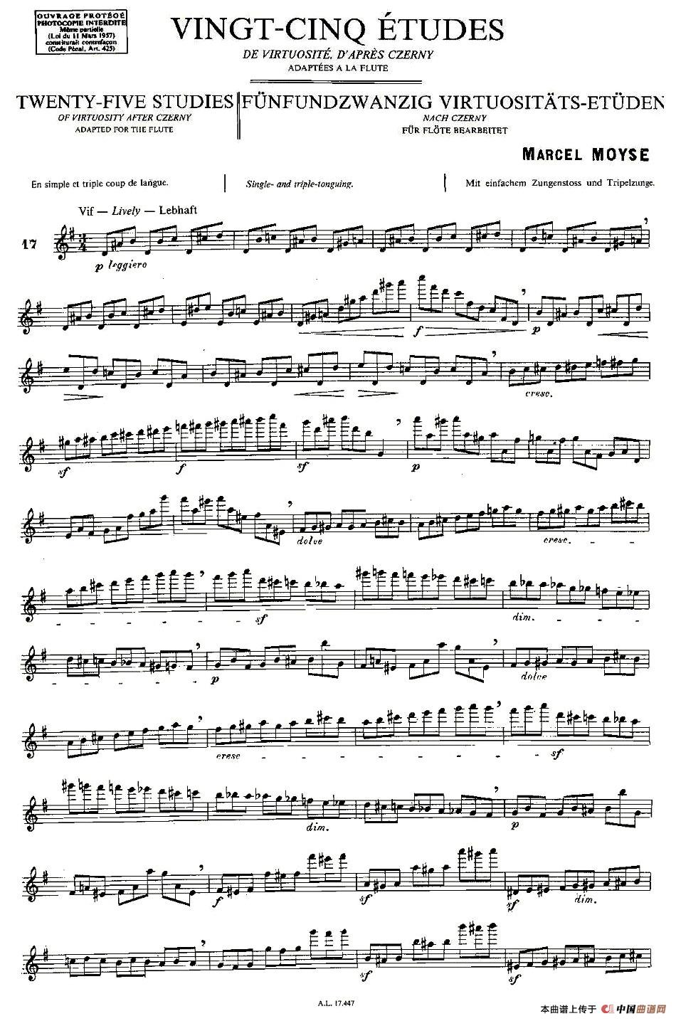 Moyse - 25 Studies after Czerny flute 之17（25首改编自车