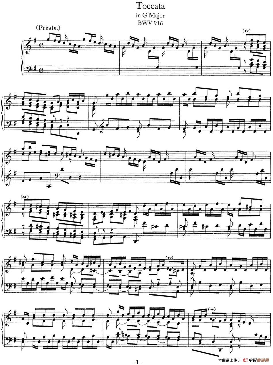 Toccata BWV 916（7首托卡塔·No.7 G大调）