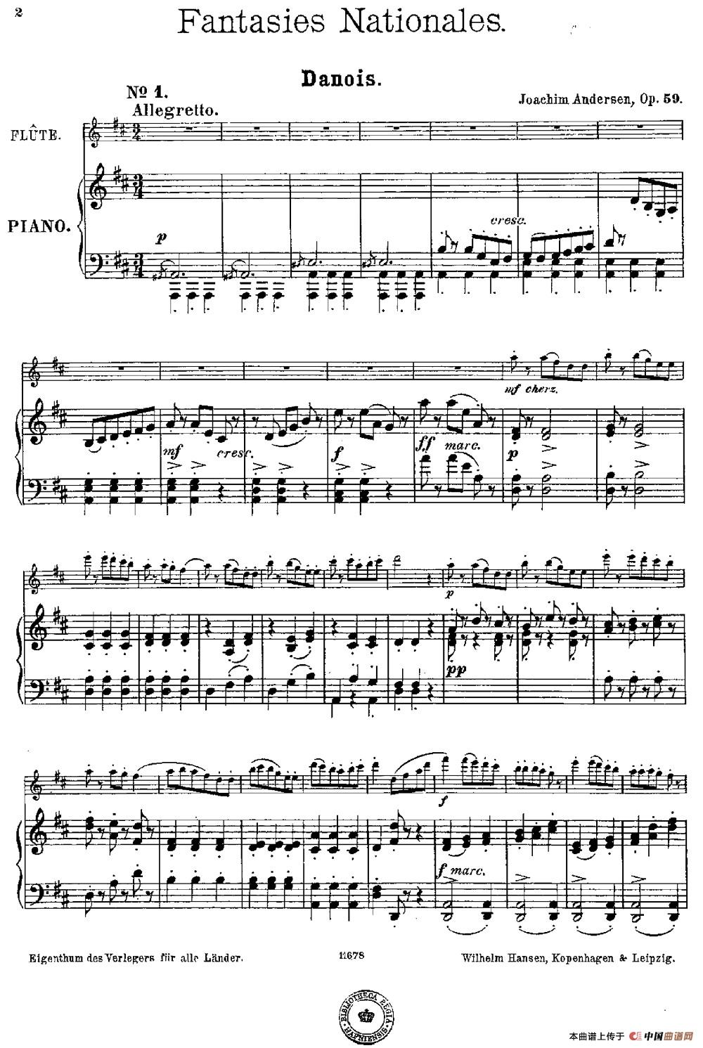 Fantaisies nationales. Danois. （Op.59 No.1）（长笛+钢琴
