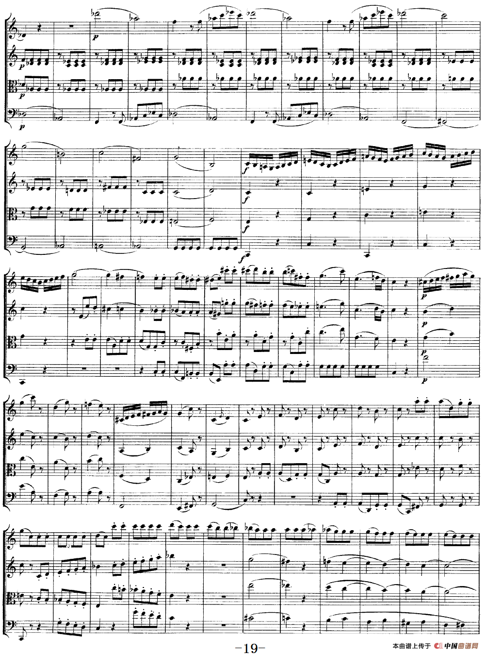 Mozart《Quartet No.19 in C Major,K.465》（总谱）