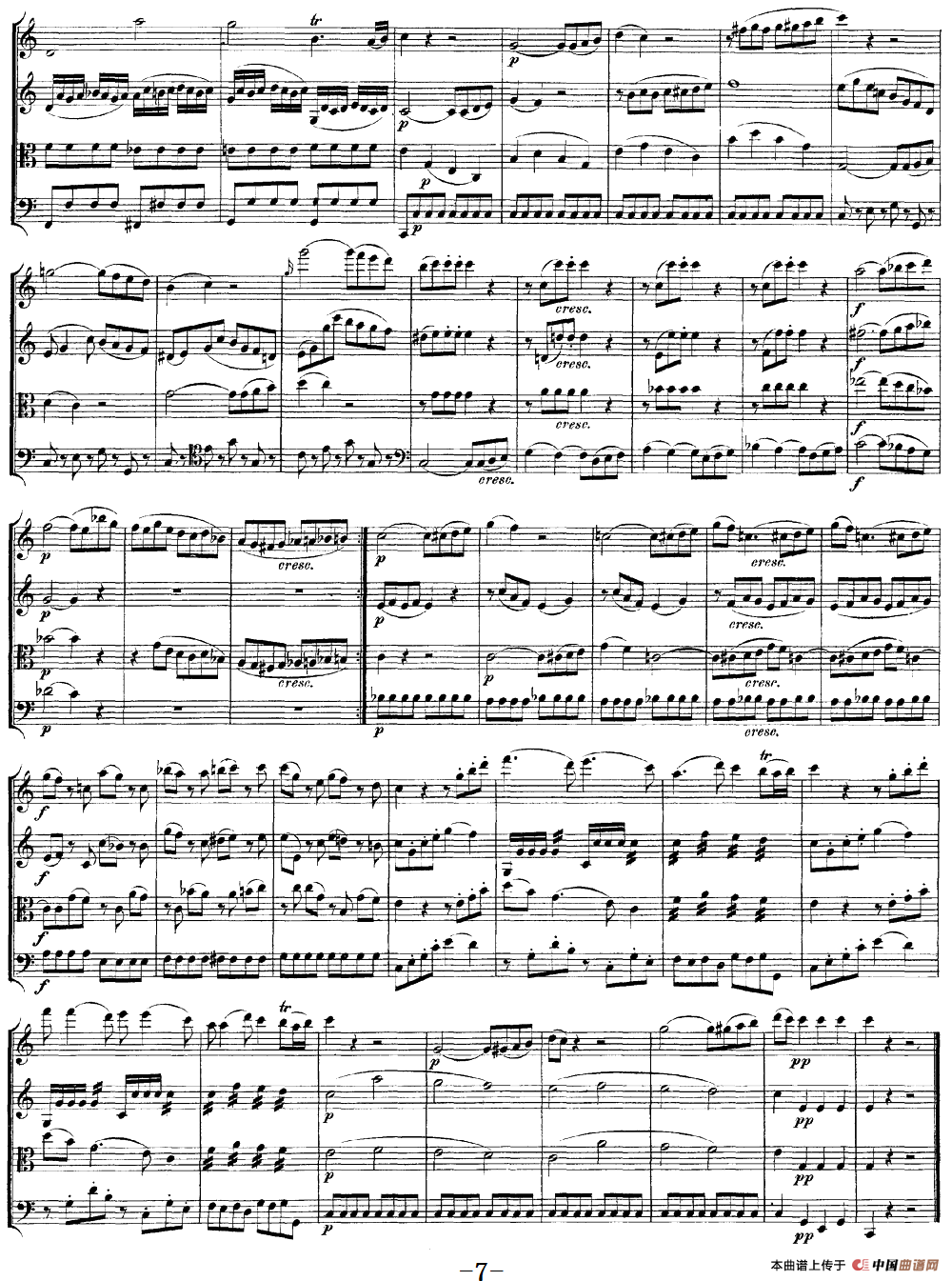 Mozart《Quartet No.19 in C Major,K.465》（总谱）