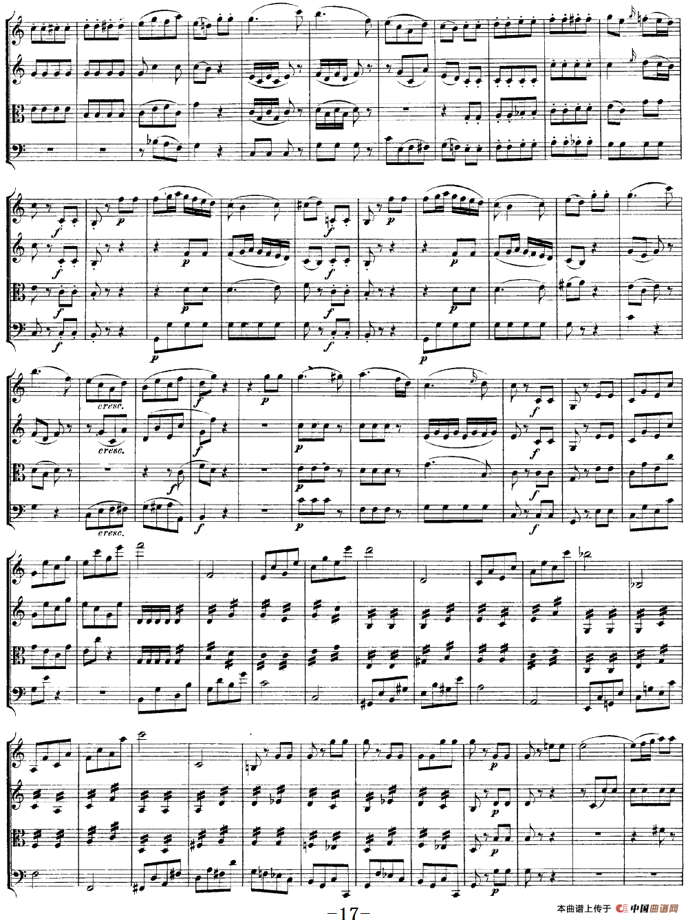 Mozart《Quartet No.19 in C Major,K.465》（总谱）