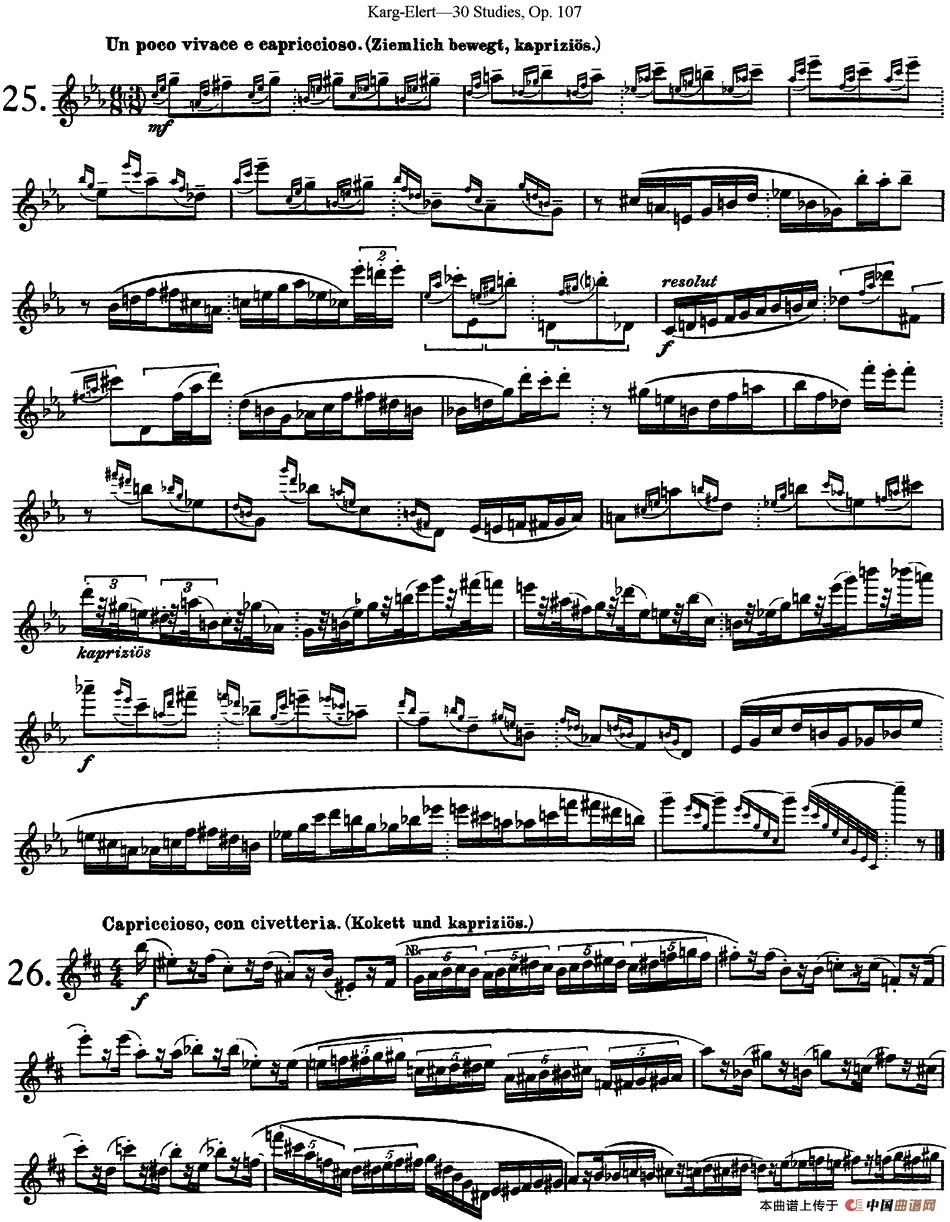 卡-伊勒特30首长笛练习曲Op.107（NO.25-NO.27）