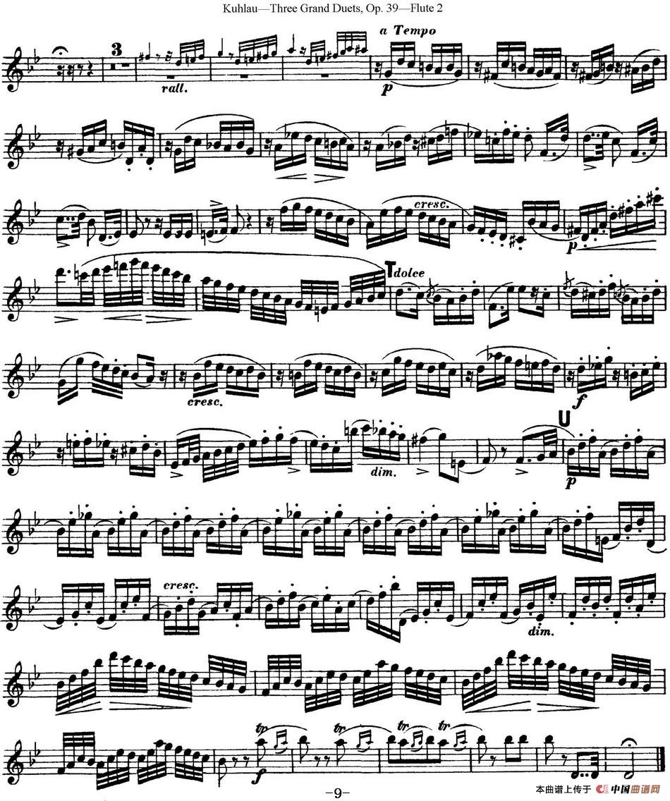 库劳长笛二重奏大练习曲Op.39——Flute 2（No.2）