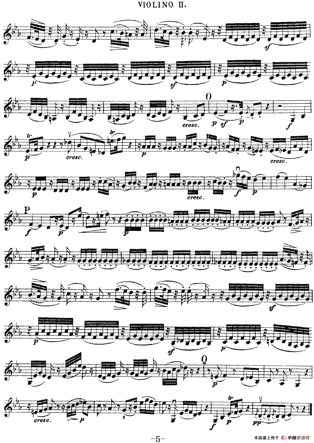 Mozart《Quartet No.17 in Bb Major,K.458》（Violin 2分谱）