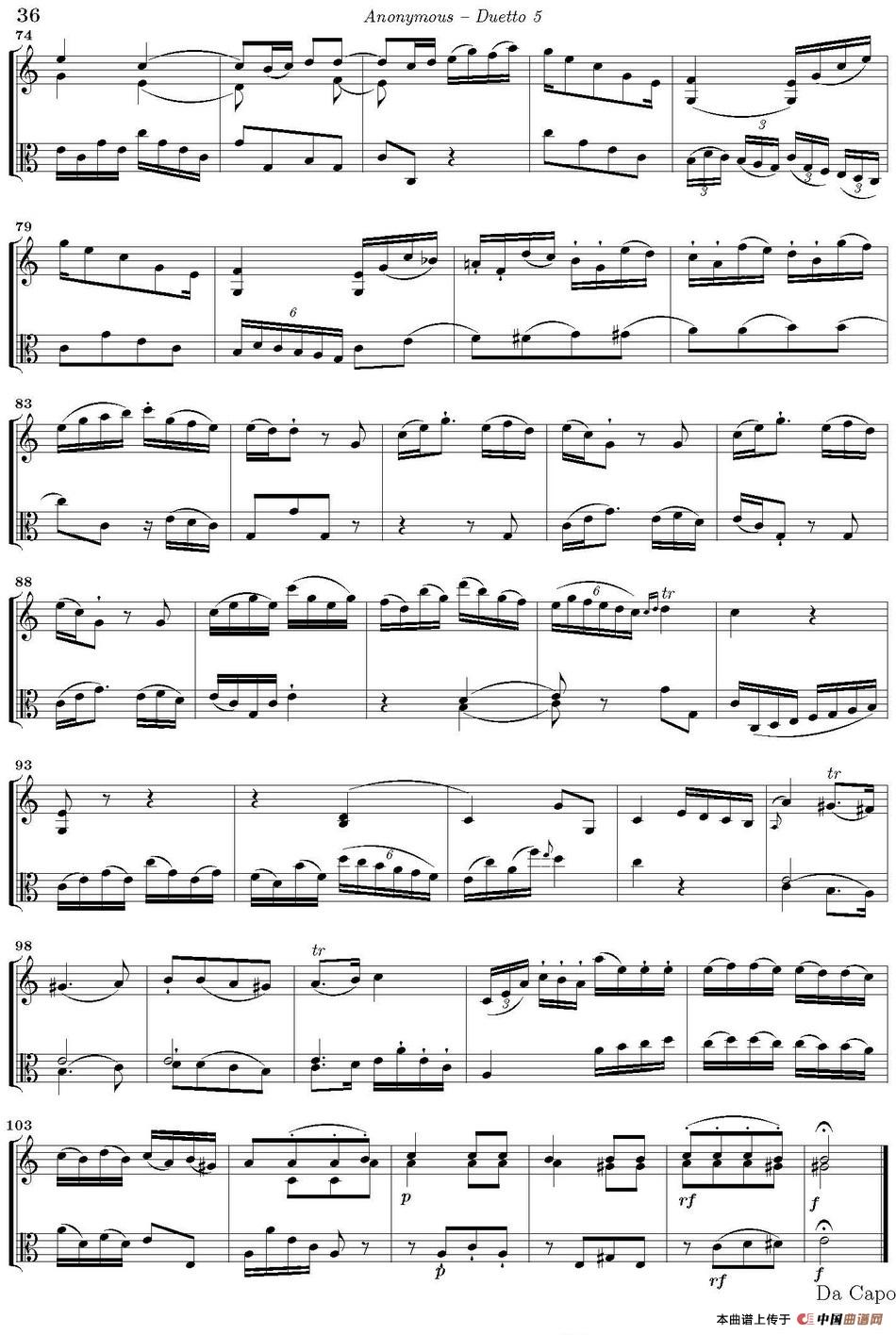 Duetto 5（小提琴+中提琴）