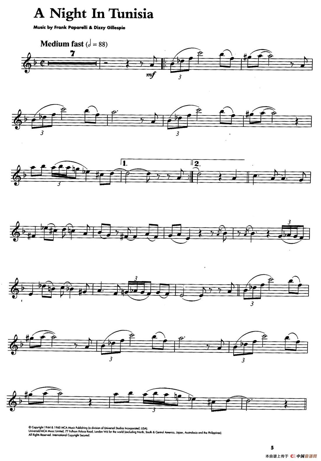 A Night In Tunisia（次中音萨克斯）