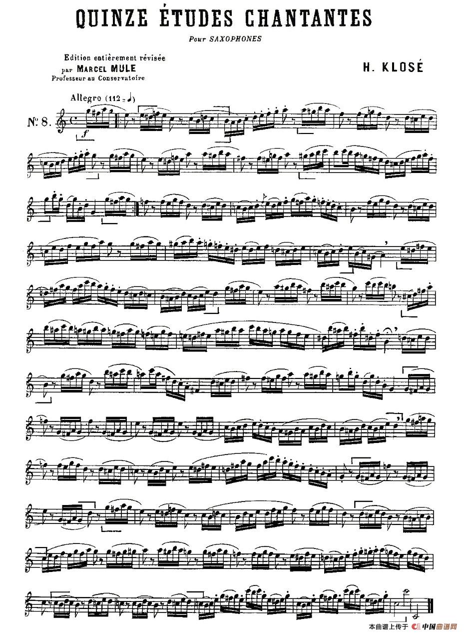 Klose Etudes Chantantes Pour Saxophone（练习曲之八）