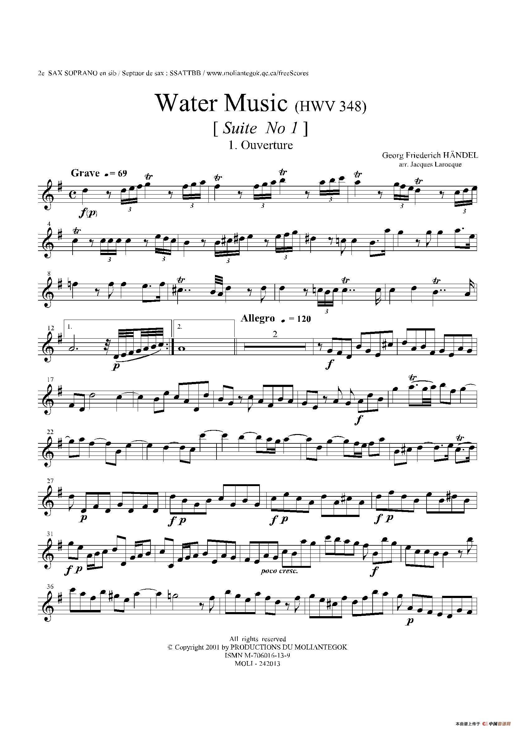 Water Music（HWV.348 No.1）（第二高音萨克斯）