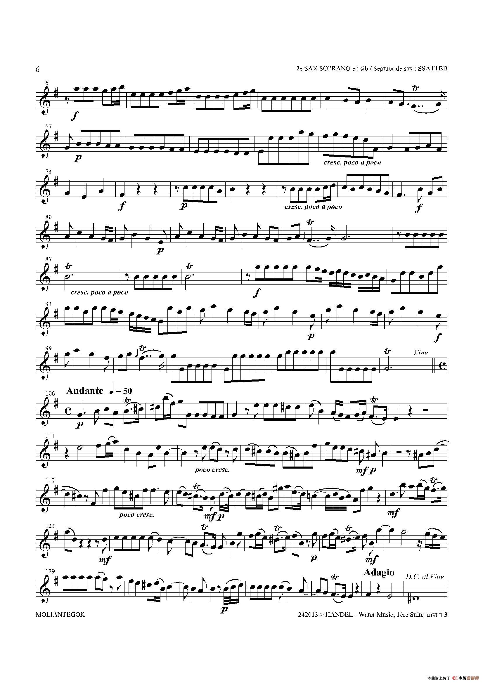 Water Music（HWV.348 No.1）（第二高音萨克斯）