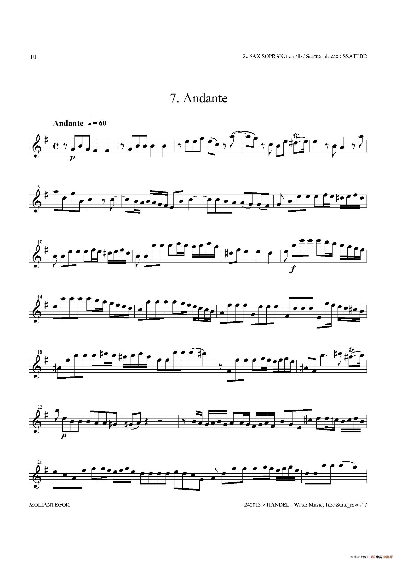 Water Music（HWV.348 No.1）（第二高音萨克斯）