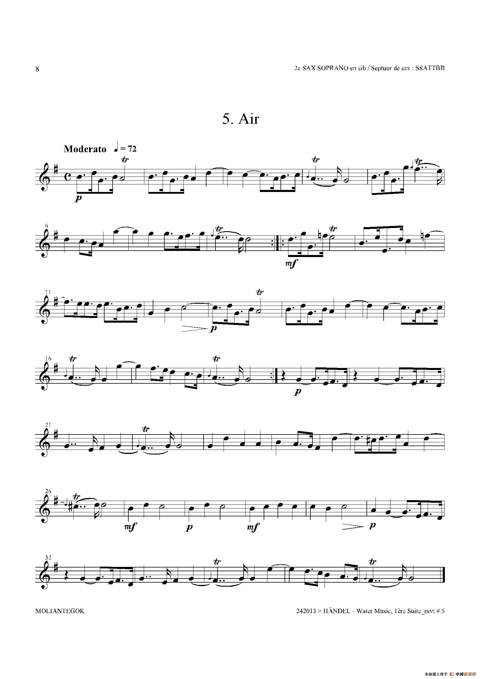 Water Music（HWV.348 No.1）（第二高音萨克斯）