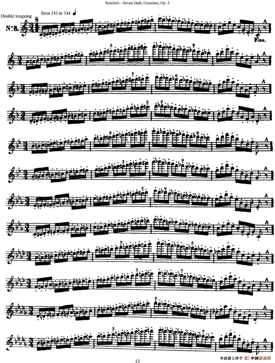 瑞澈特七首每日长笛练习曲Op.5（NO.6）