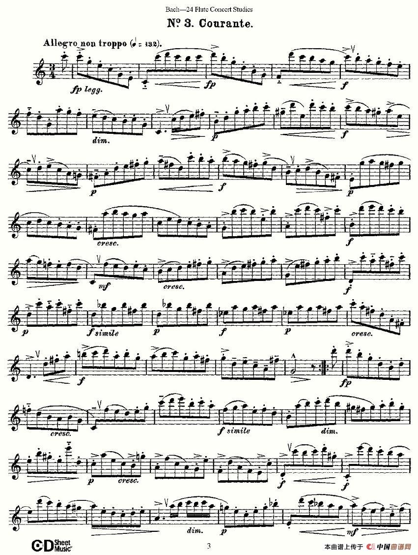Bach-24 Flutc Concert Studies 之1—5（巴赫—24首长笛音
