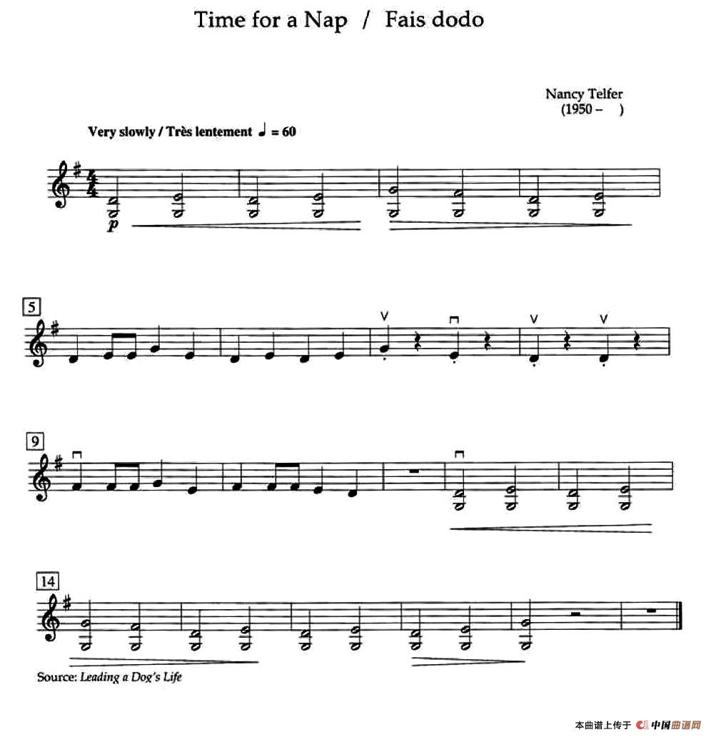 Nancy Telfer-Time for a Nap（加拿大小提琴考级·预备级