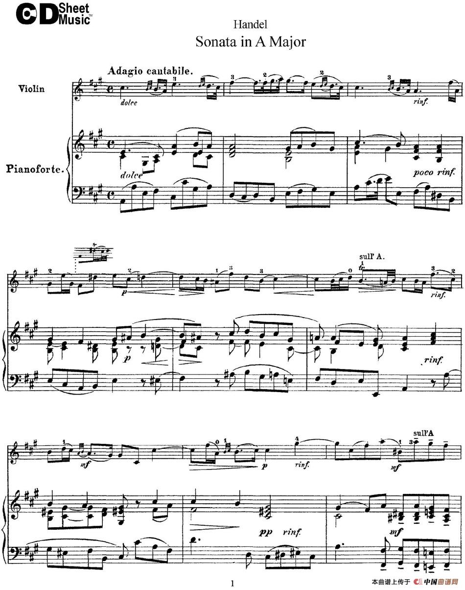 Violin Sonata No.1 in A major（小提琴+钢琴伴奏）