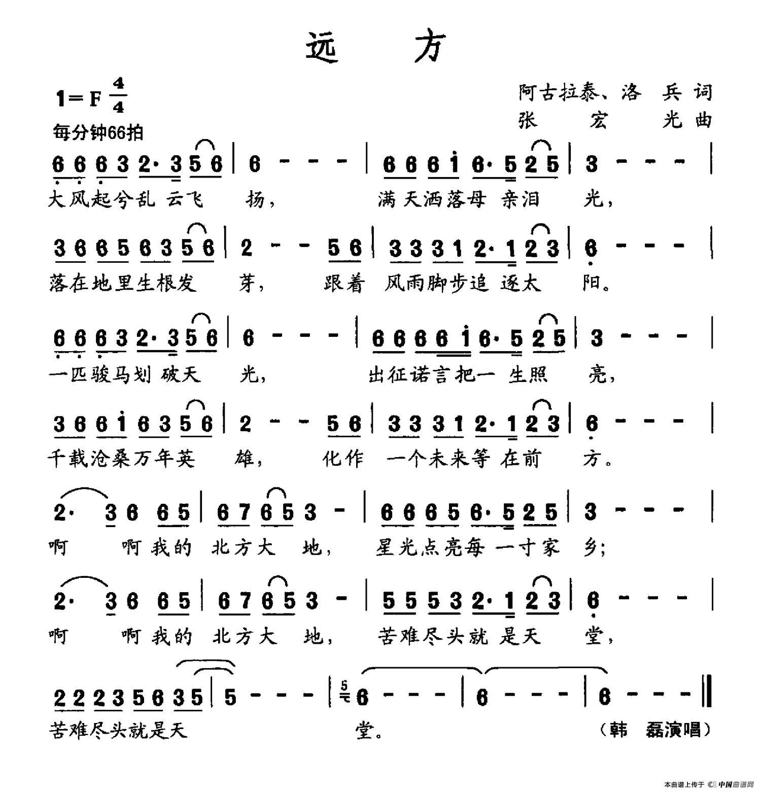 远方（阿古拉泰 洛兵词 张宏光曲）