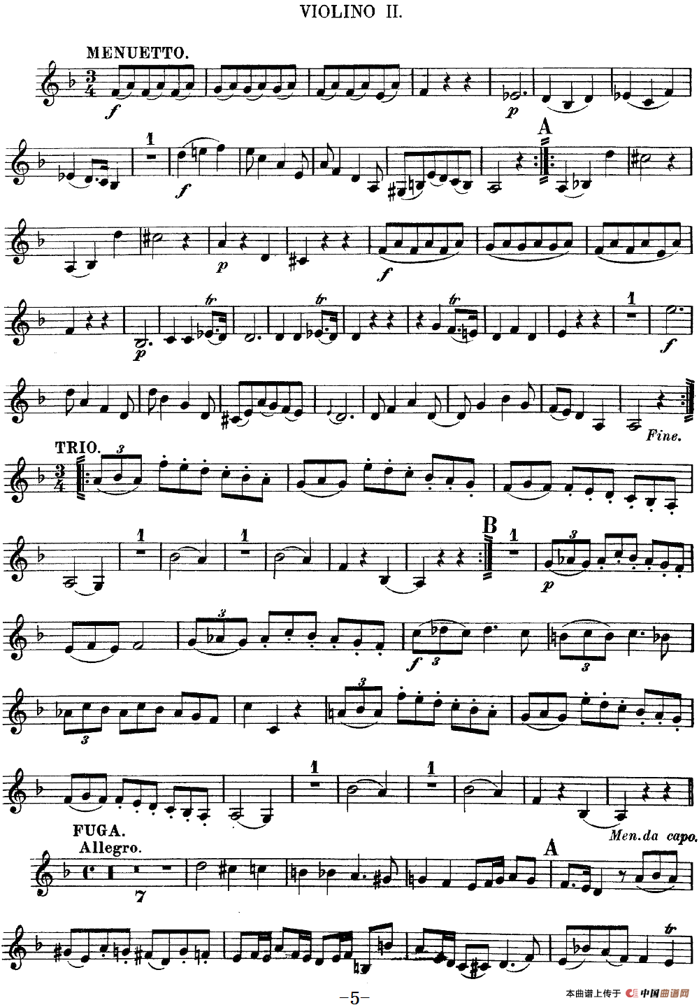 Mozart《Quartet No.13 in D Minor,K.173》（Violin 2分谱）