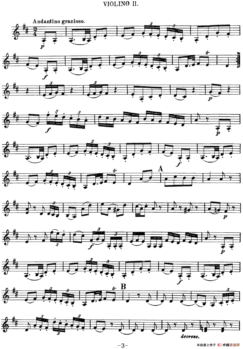Mozart《Quartet No.13 in D Minor,K.173》（Violin 2分谱）