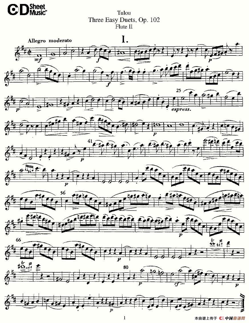 Three Easy Duets,Op.102 之第二长笛（三首简易重奏曲