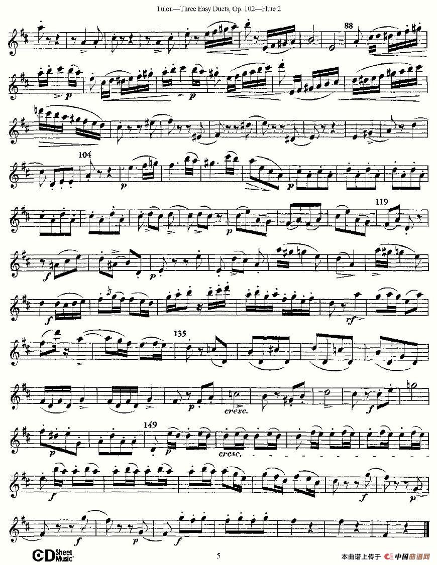 Three Easy Duets,Op.102 之第二长笛（三首简易重奏曲